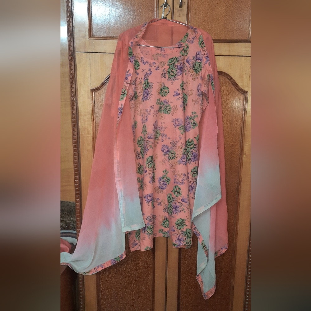 Peach Color Salwar Suit Dupatta - Picture 1 of 6